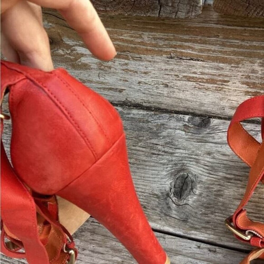 ~Stuart Weitzman NEW Sandals Excess Strappy Color Block In Red sz 8.5 leather - Picture 6 of 11